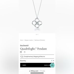 Tiffany Quadrifoglio™ Pendant.  New in box